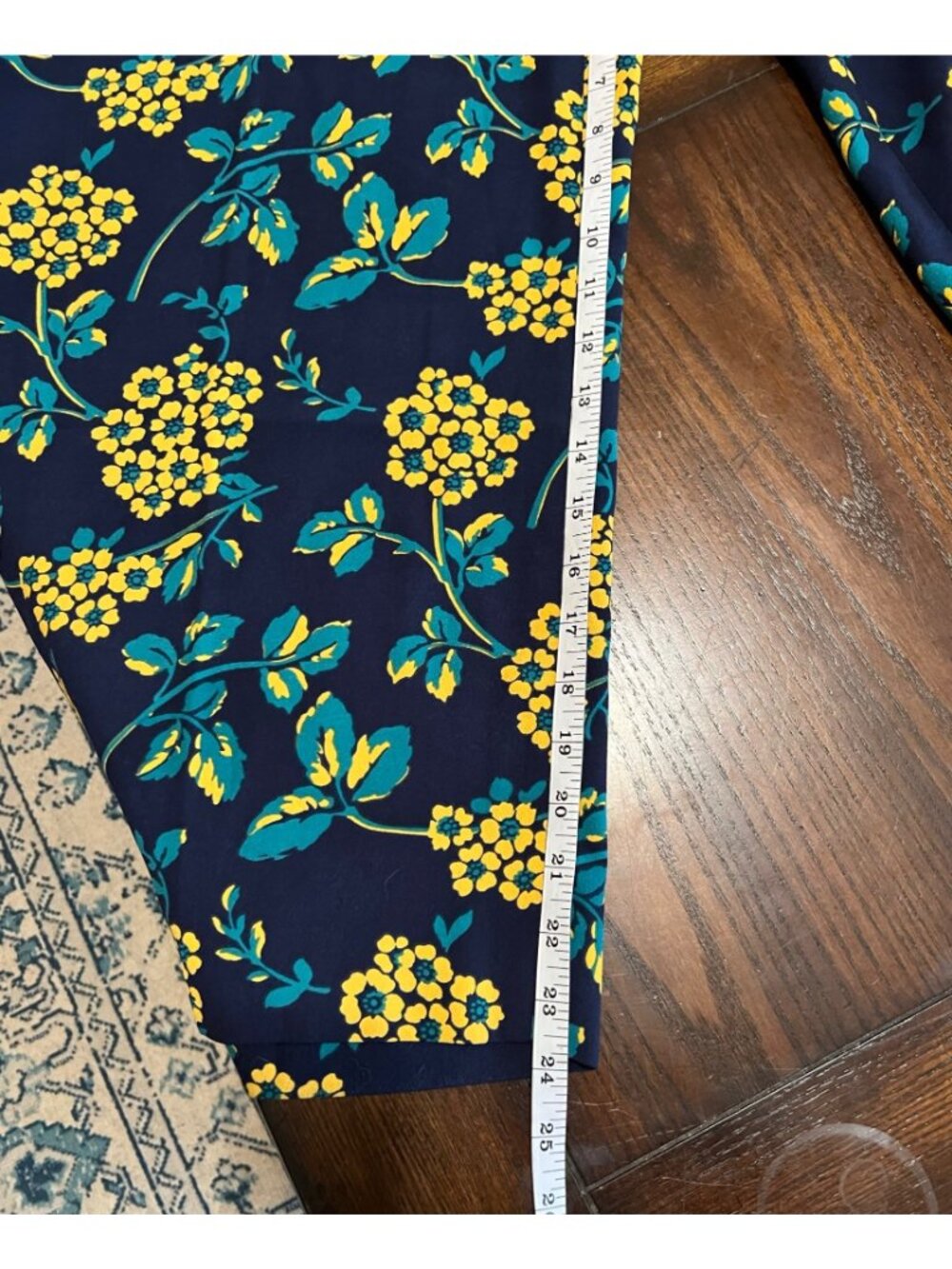 J.Crew Floral Wide Leg Pants Palazzos Cropped PullOn High Rise Blue Yellow 6 NEW - Picture 8 of 8